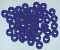 50 3x9mm Transparent Cobalt Ring / Cherrio Beads